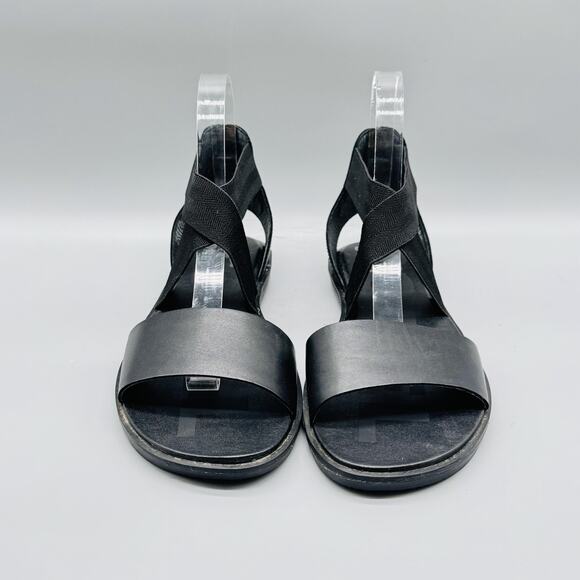 Sorel Sandals Women 8.5 Black Leather Elastic Criss Cross Slingback Flat Comfort - Picture 3 of 12